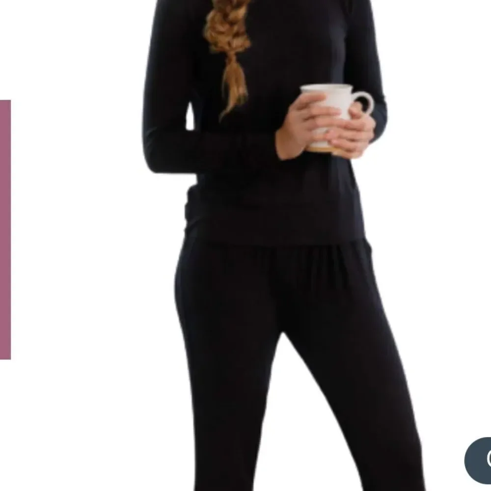 Mon Loungewear Classic Basic Style Black Modal Pajamas Set XL NWT‎